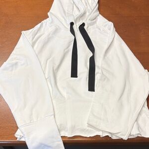 White Hoodie with Black Drawstrings